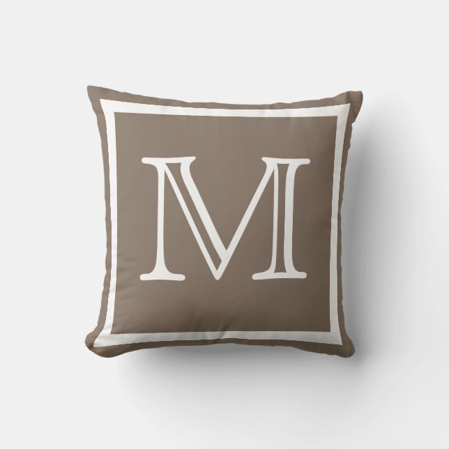 MONOGRAM Sólido beige oscuro Tan taupe almohada li (Anverso)