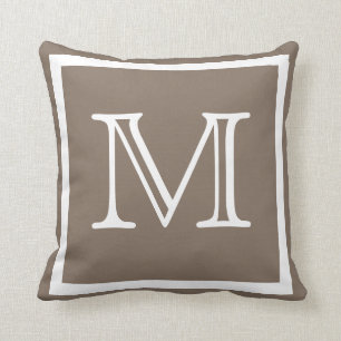 MONOGRAM Sólido beige oscuro Tan taupe almohada li