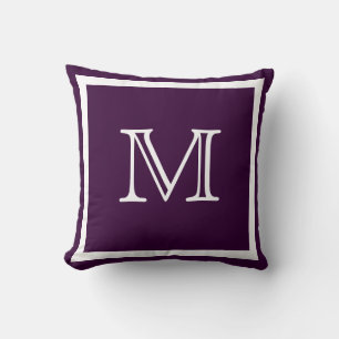 MONOGRAM Sólido Púrpura suave Uva oscura almohada 