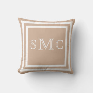 MONOGRAM Taupe solar sólido almohada de llanura bl