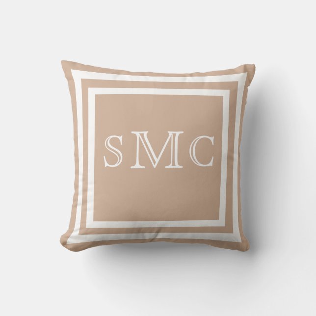 MONOGRAM Taupe solar sólido almohada de llanura bl (Anverso)