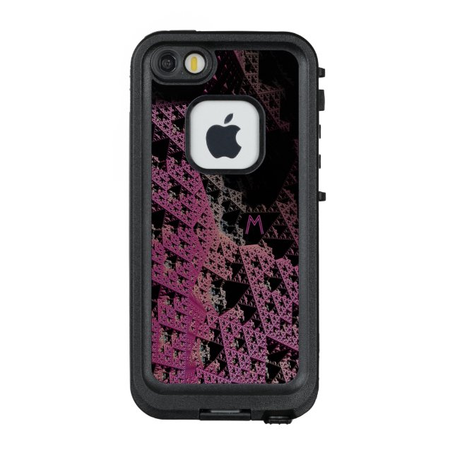 Monograma 3D Fractal Geek Funda personalizado 2 (Reverso)