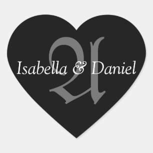 Monograma A Bodas Pegatinas de sellos cardíacos