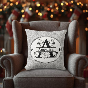 Monograma A con Cojín decorativo de fondo de patró