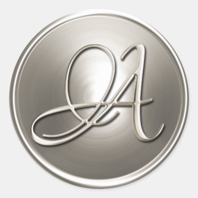 Monograma A plateado Sello para sobres (Anverso)