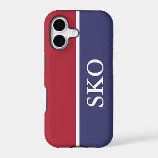 Monograma a rayas personalizado rojo blanco y azul