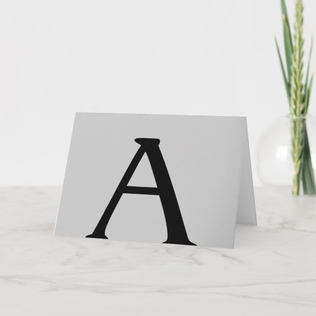 Monograma A Tarjeta De Nota Gris Negra (Anverso)