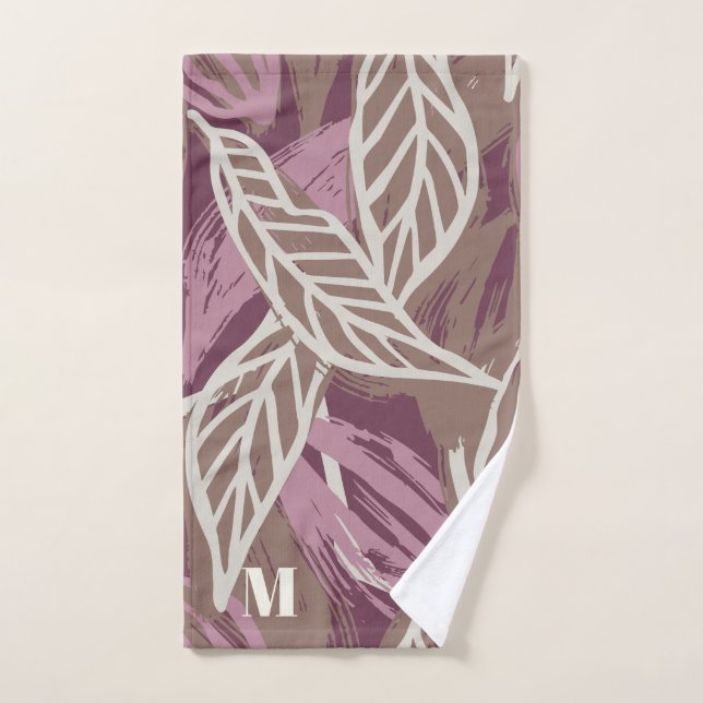 Monograma acuarela Patrón de hojas de café Pickleb (Toalla de mano)