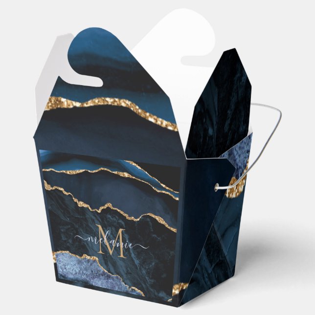 Monograma Agate Navy Cajas Favoritas de Oro Azul (Abierto)