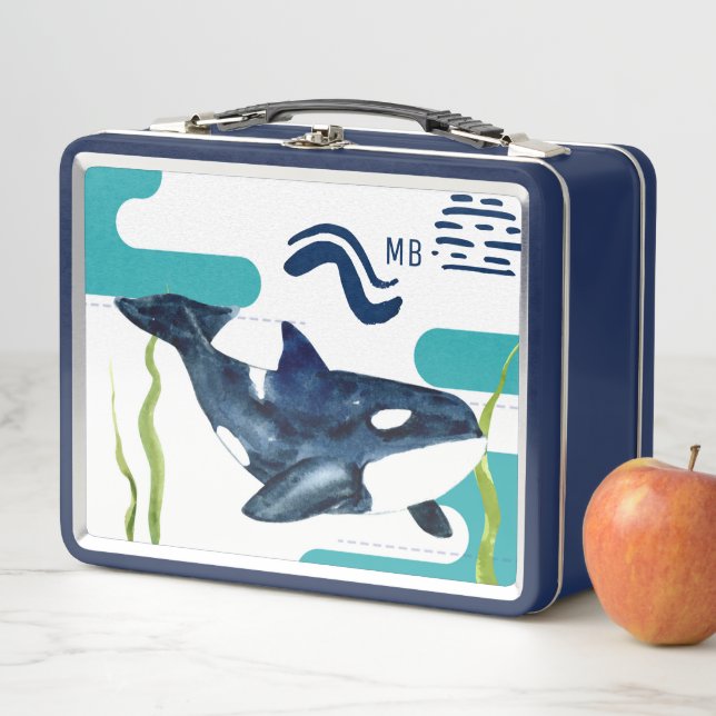 Monograma Agua Marina Orca Personalizada (In situ)