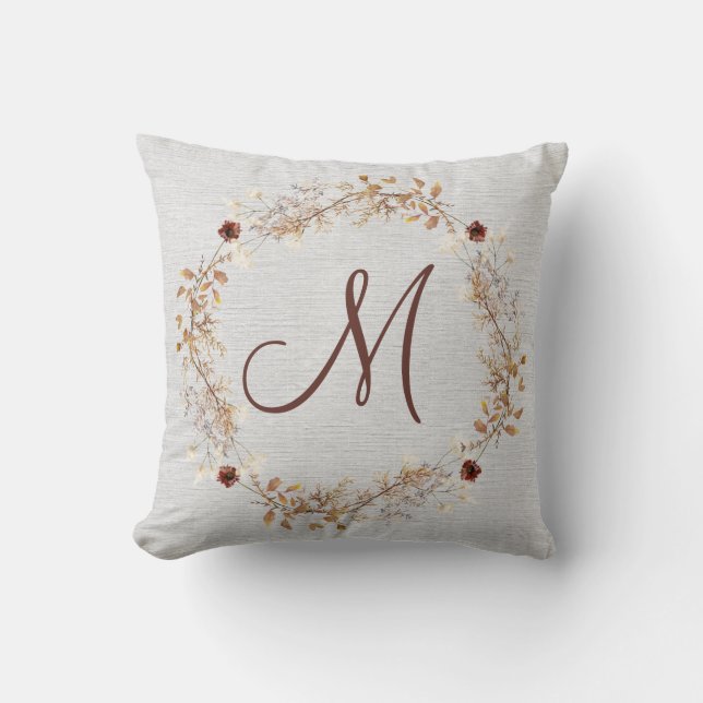 Monograma Almohada de flores secas rusas (Anverso)