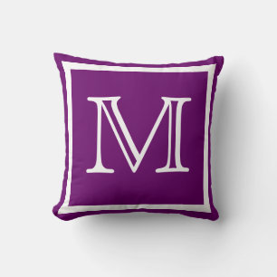 monograma almohada de grava púrpura sólida