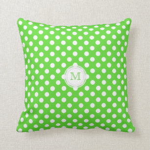 Monograma: Almohada verde y blanca del lunar