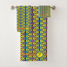 Monograma Amarillo brillante/Aqua/Bandas Rojas/Tri