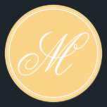 Monograma amarillo mostaza Pegatinas<br><div class="desc">Elegante diseño boda floral amarillo mostaza de Shelby Allison. Haga clic en el siguiente enlace para ver toda la colección de Jardín Secreto que incluye invitaciones coincidentes,  tarjetas rsvp,  sellos postales y más.</div>