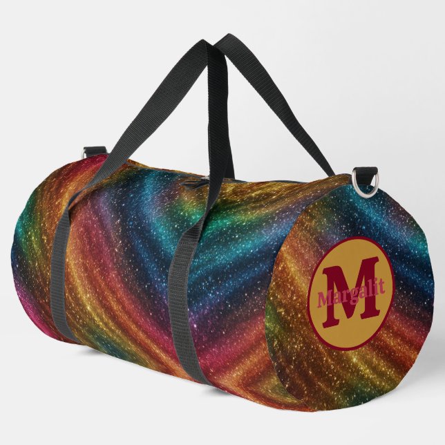 Monograma arcoiris Tirado Bolsa de Duffel Grande (Esquina izquierda)