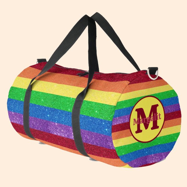 Monograma arcoiris Tirado Bolsa de Duffel Grande (Subido por el creador)