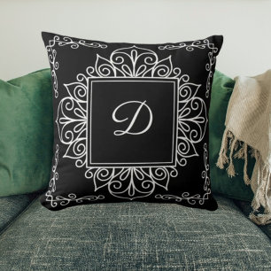 Monograma Art Nouveau Art Deco Cojín decorativo