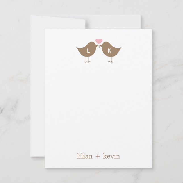Monograma Aves Bodas Tarjeta de agradecimiento pla (Anverso)