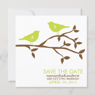 Monograma Aves de amor Boda Salva las tarjetas de