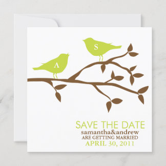 Monograma Aves de amor Boda Salva las tarjetas de