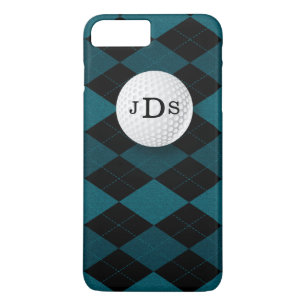 Monograma Azul Argyle, Golf Ball iPhone 7 Funda