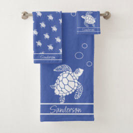 Monograma azul y marea blanca Nautica