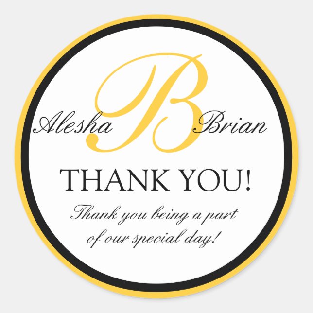 Monograma B Boda Favor Gracias Pegatinas (Anverso)