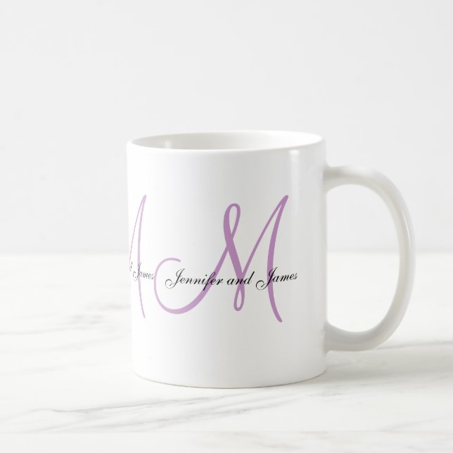 Monograma B de la boda y taza blanca del favor de (Derecha)
