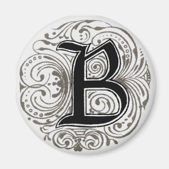 Monograma "B" en gris - imán (Frente)