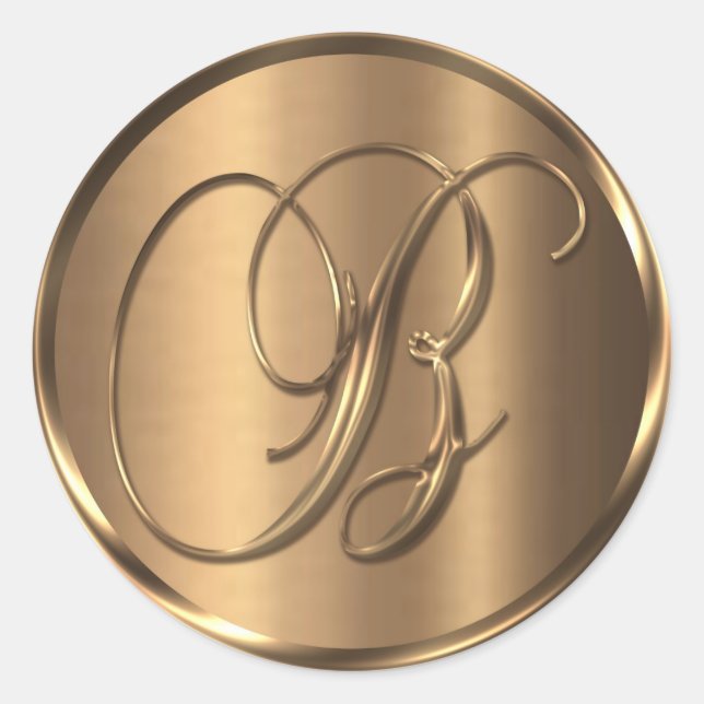 Monograma B Sello para sobres de bronce no METÁLIC (Anverso)