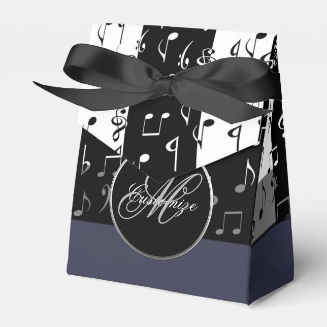 Monograma Bandas musicales blancas y negras Caja d (Front Side)