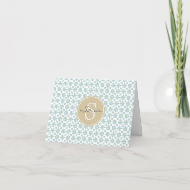 Monograma Batik Retro Notecards (Anverso)