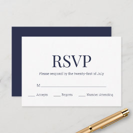 Monograma blanco azul de la marina moderna RSVP