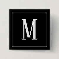 Monograma blanco en botón de cuadrado negro