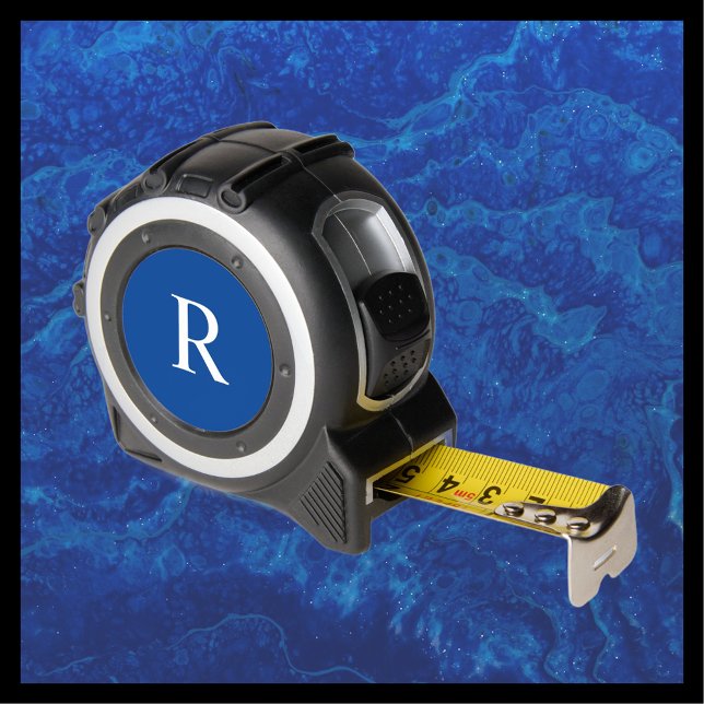 Monograma Blanco en Cinta Métrica Azul Regalo Pers (Subido por el creador)