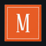 Monograma blanco en un luminoso imán cuadrado Nara<br><div class="desc">Un imán cuadrado con un monograma blanco sobre un fondo naranja brillante. Personalizar el imán con sus iniciales o iniciales, colores, entre otras opciones.</div>