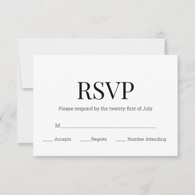Monograma blanco negro moderno RSVP (Anverso)