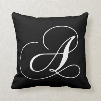 Monograma blanco negro una almohada con monograma