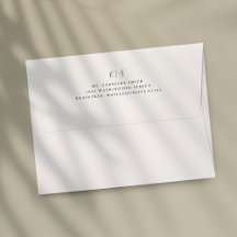 Monograma blanco simple de dirección de devolución