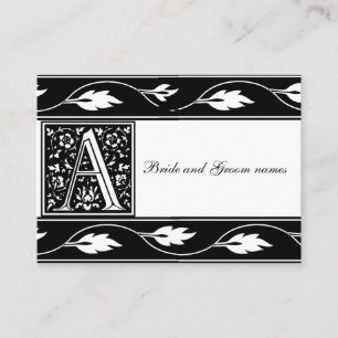 Monograma blanco y negro tarjetas nupciales de un