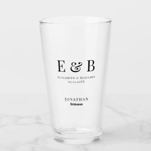 Monograma Boda Bridesman regalo personalizado negr