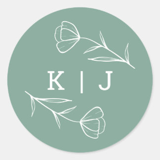 Monograma Boda de flores silvestres Pegatina en sa