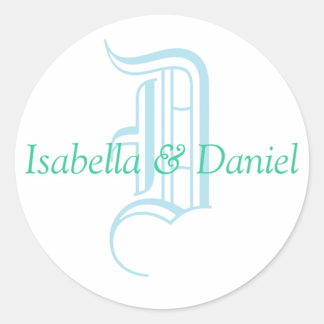 Monograma Boda de sellos Monograma Pegatina (Anverso)