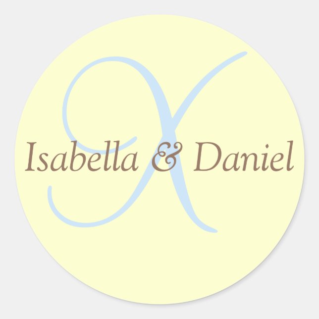 Monograma Boda de sellos Monograma Pegatina (Anverso)