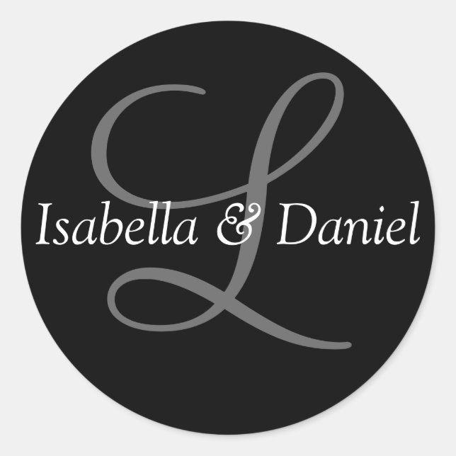 Monograma Boda de sellos Monograma Pegatina (Anverso)