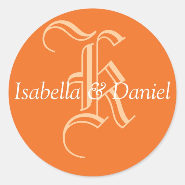 Monograma Boda de sellos Monograma Pegatina (Anverso)