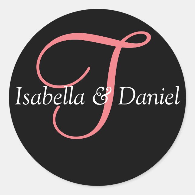 Monograma Boda de sellos Monograma Pegatina (Anverso)