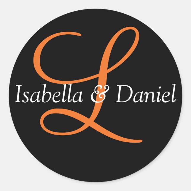 Monograma Boda de sellos Monograma Pegatina (Anverso)
