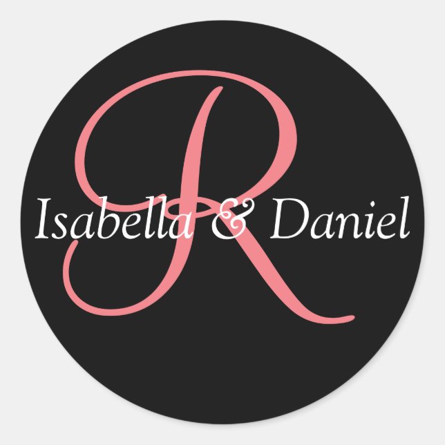 Monograma Boda de sellos Monograma Pegatina (Anverso)